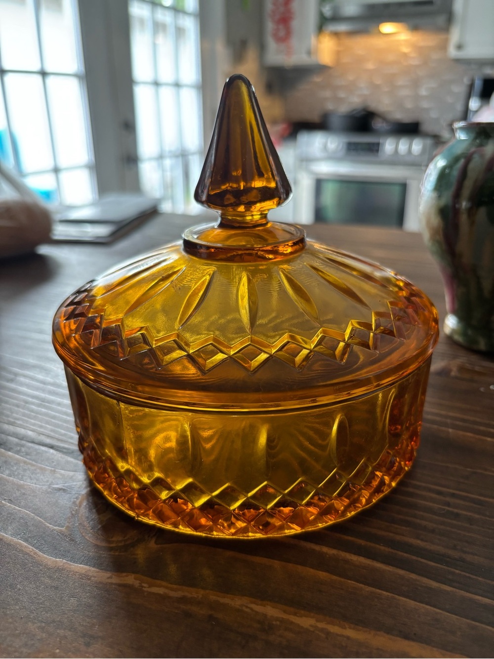 Vintage Indiana Amber Pressed Glass dish